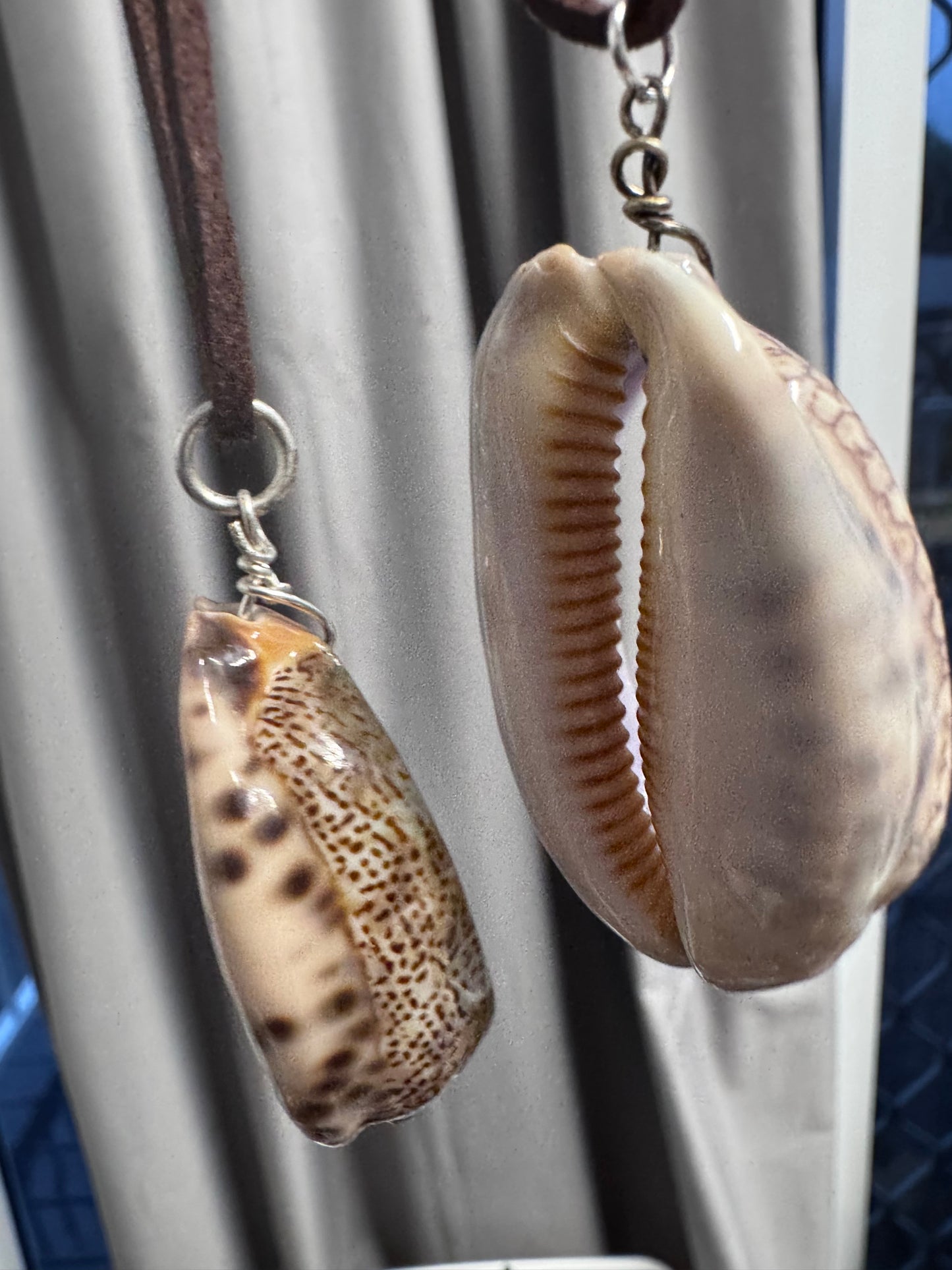 Seashell Cowry Necklaces on faux leather strap 40cm